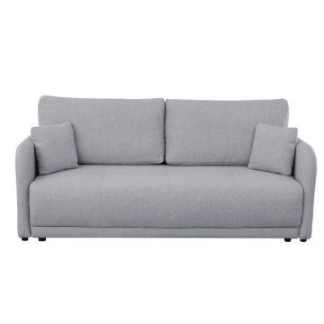 Canapea, lemn, plastic, textil, gri deschis