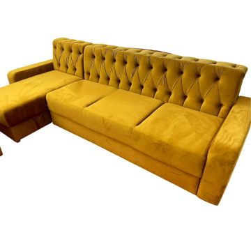 Colțar Fix Little Chester, 200x180x75cm, 5 locuri, Velutto 08 Mustard, în formă de 