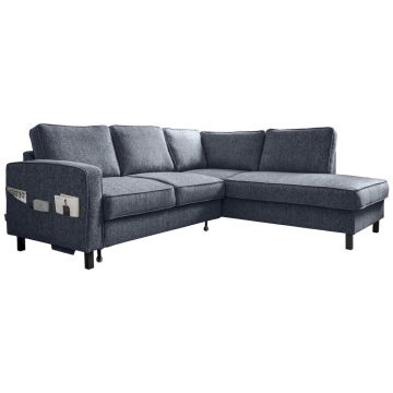 Colțar, textil, albastru închis, 233/198 cm