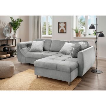 Colțar, textil, argintiu, 190/250 cm