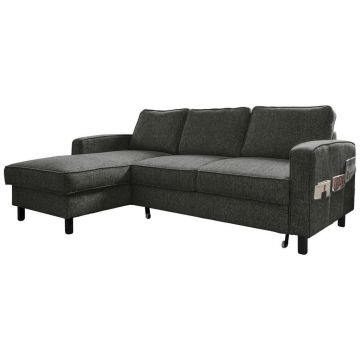 Colțar, textil, gri închis, 148/228 cm