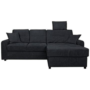 Colțar, textil, negru, 232/153 cm