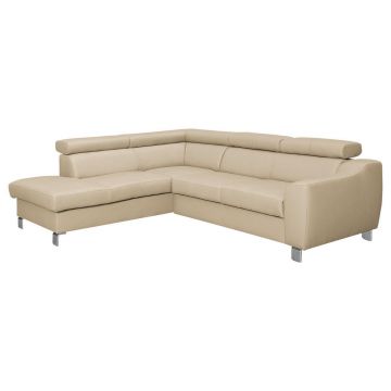 Colțar, textil, piele, bej, 208/245 cm