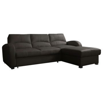 Colțar, textil, piele, maro închis, 227/168 cm