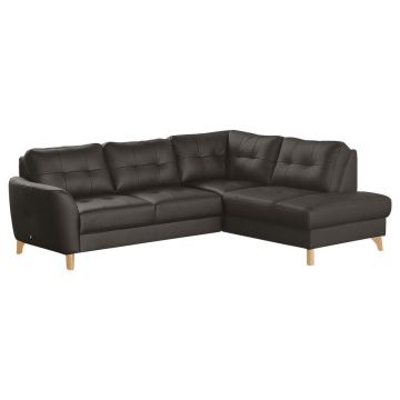 Colțar, textil, piele, maro închis, 236/190 cm