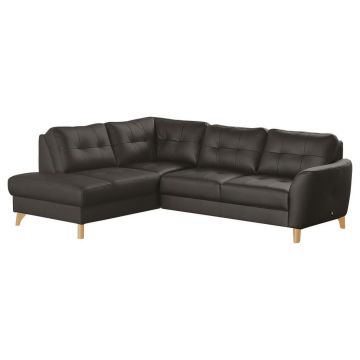 Colțar, textil, piele, maro închis, 190/236 cm