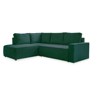 Colțar, textil, verde închis, 194/247 cm