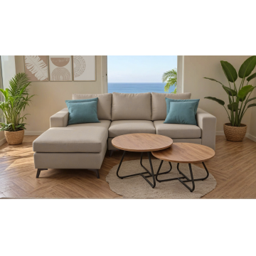 Coltar Fabulos reversibil din stofa, Gri deschis, 240x165x95 cm