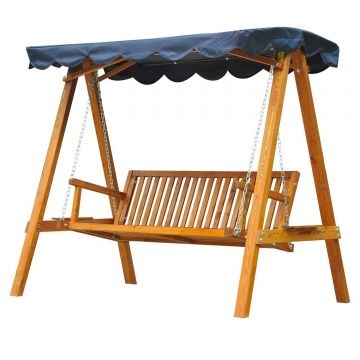 Outsunny Leagan Hollywood cu baldachin Parasolar, 3 locuri, de Gradina, banca Balansoar din Lemn | Aosom Romania