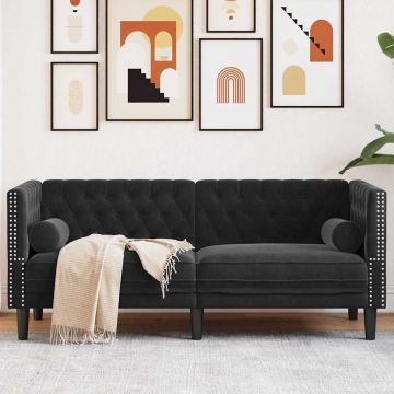 vidaXL Canapea Chesterfield Altele Negru 174 x 74.5 x 70.5 cm Catifea