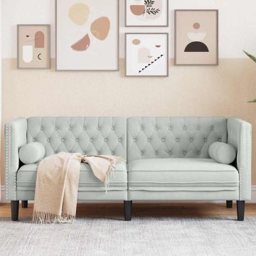 vidaXL Canapea Chesterfield Gri deschis 174 x 74.5 x 70.5 cm Catifea