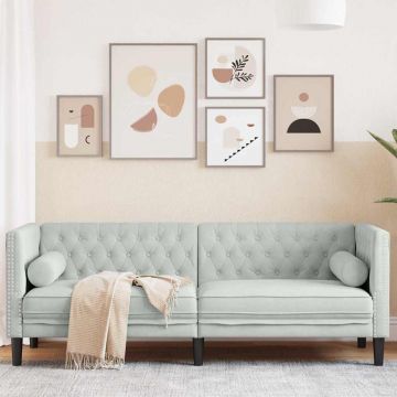 vidaXL Canapea Chesterfield Gri deschis 194 x 74.5 x 70.5 cm Catifea