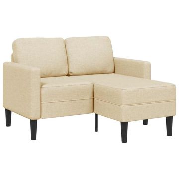 vidaXL Canapea cu 2 locuri cu șezlong în formă L, țesătură crem 125 cm