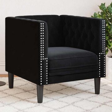 vidaXL Scaun canapea Chesterfield Negru 71 x 74.5 x 70.5 cm Catifea