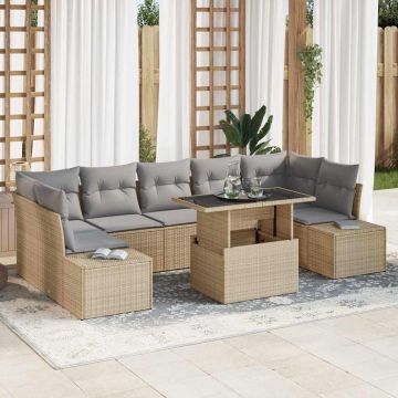 vidaXL Set de canapele pentru grădină 8 pcs bej și gri deschis