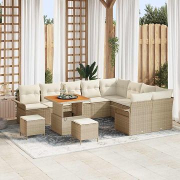 vidaXL Set de canapele pentru grădină cu pernă 12 pcs Bej și crem