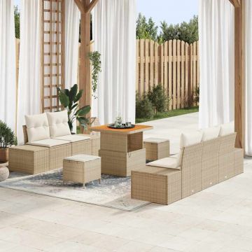 vidaXL Set de canapele pentru grădină cu pernă 8 pcs Bej și crem