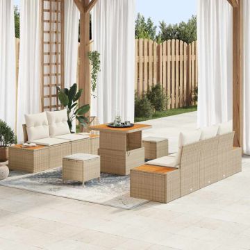 vidaXL Set de canapele pentru grădină cu pernă 8 pcs Bej și crem