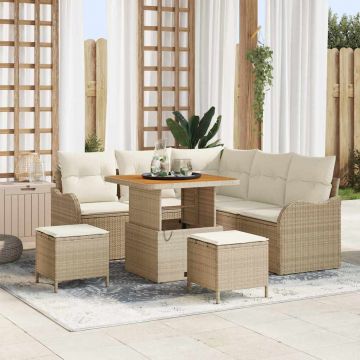 vidaXL Set de canapele pentru grădină cu pernă 8 pcs Bej și crem