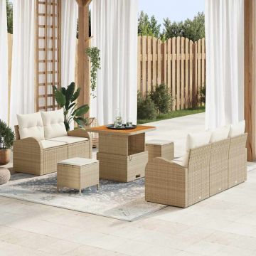 vidaXL Set de canapele pentru grădină cu pernă 8 pcs Bej și crem
