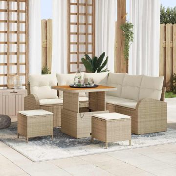 vidaXL Set de canapele pentru grădină cu pernă 8 pcs Bej și crem