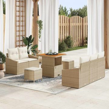 vidaXL Set de canapele pentru grădină cu pernă 8 pcs Bej și crem