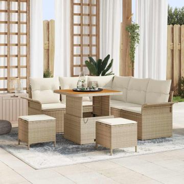vidaXL Set de canapele pentru grădină cu pernă 8 pcs Bej și crem