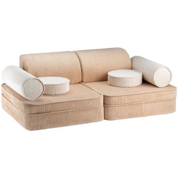 Canapea pentru copii maro deschis cu tapițerie din catifea reiată 132 cm Settee – Wigiwama