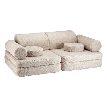 Canapea pentru copii maro deschis cu tapițerie din țesătură bouclé 132 cm Settee – Wigiwama