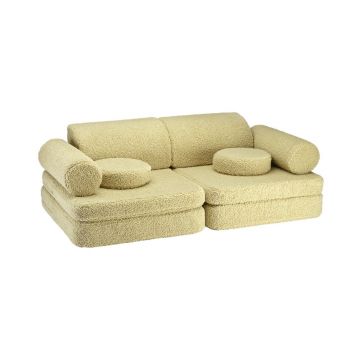Canapea pentru copii verde cu tapițerie din țesătură bouclé 132 cm Settee – Wigiwama