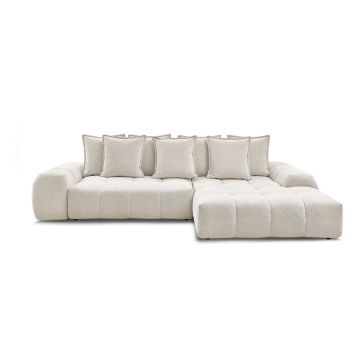 Colțar alb extensibil/cu spațiu de depozitare cu tapițerie din chenille (cu colț pe partea dreaptă/cu șezlong) Everest – Bobochic Paris