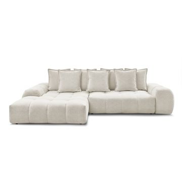Colțar alb extensibil/cu spațiu de depozitare cu tapițerie din chenille (cu colț pe partea stângă/cu șezlong) Everest – Bobochic Paris