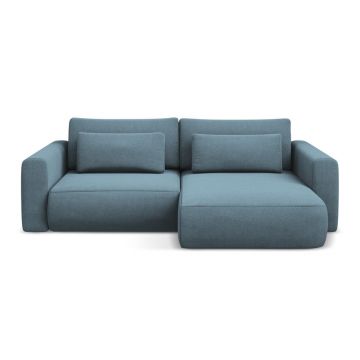 Colțar albastru deschis extensibil/cu spațiu de depozitare (cu colț pe partea dreaptă/cu șezlong) Kapua – Makamii