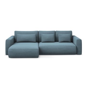 Colțar albastru deschis extensibil/cu spațiu de depozitare (cu colț pe partea stângă/cu șezlong) Kapua – Makamii