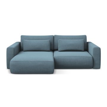 Colțar albastru deschis extensibil/cu spațiu de depozitare (cu colț pe partea stângă/cu șezlong) Kapua – Makamii