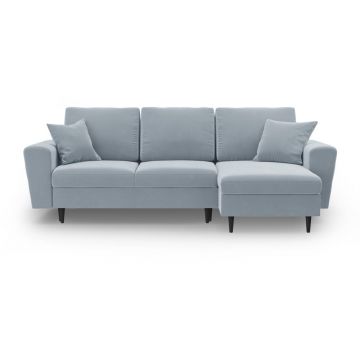 Colțar albastru deschis extensibil, cu spațiu de depozitare cu tapițerie din catifea Kyoto – Cosmopolitan Design