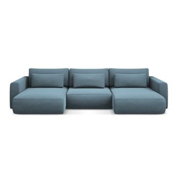 Colțar albastru deschis extensibil/cu spațiu de depozitare (în formă de 