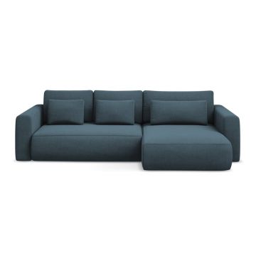 Colțar albastru extensibil/cu spațiu de depozitare (cu colț pe partea dreaptă/cu șezlong) Kapua – Makamii