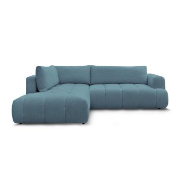 Colțar albastru extensibil/cu spațiu de depozitare (cu colț pe partea stângă/în formă de ”L”) Fuji – Bobochic Paris