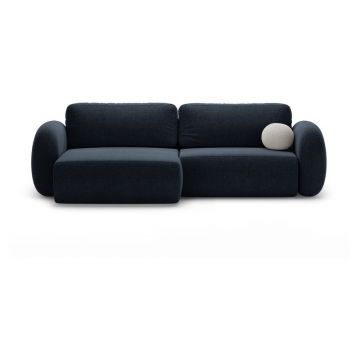 Colțar albastru închis extensibil/cu spațiu de depozitare cu tapițerie din chenille Tonale – Cosmopolitan Design