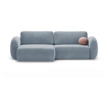 Colțar albastru prăfuit extensibil/cu spațiu de depozitare cu tapițerie din catifea Tonale – Cosmopolitan Design