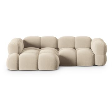 Colțar bej cu tapițerie din catifea (cu colț pe partea stângă/cu șezlong) Loretto – Cosmopolitan Design