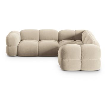 Colțar bej cu tapițerie din catifea Loretto – Cosmopolitan Design