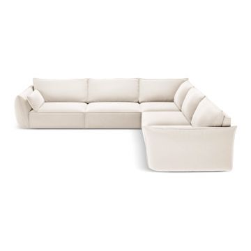 Colțar bej cu tapițerie din catifea Vanda – Mazzini Sofas