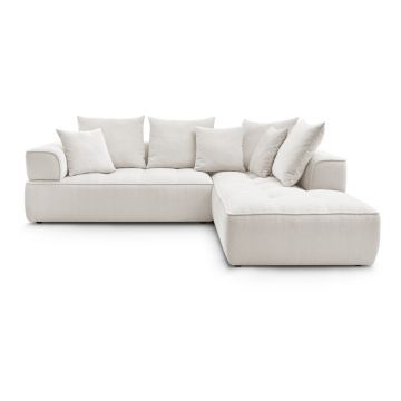 Colțar bej cu tapițerie din chenille (cu colț pe partea dreaptă/în formă de ”L”) Whesley – Bobochic Paris