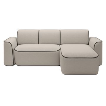 Colțar bej cu tapițerie din țesătură bouclé (cu colț pe partea dreaptă/cu șezlong) Ume – ELTAP