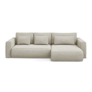 Colțar bej extensibil/cu spațiu de depozitare (cu colț pe partea dreaptă/cu șezlong) Kapua – Makamii