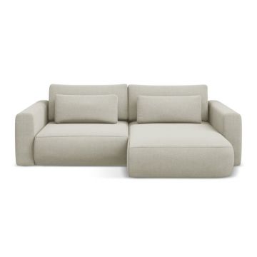 Colțar bej extensibil/cu spațiu de depozitare (cu colț pe partea dreaptă/cu șezlong) Kapua – Makamii