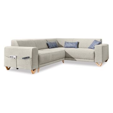 Colțar bej extensibil/cu spațiu de depozitare (cu colț pe partea dreaptă/în formă de ”L”) Classy Sophie – Miuform