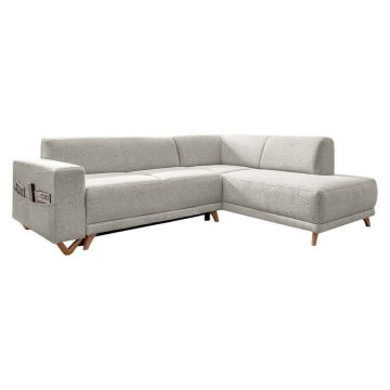 Colțar bej extensibil/cu spațiu de depozitare (cu colț pe partea dreaptă/în formă de ”L”) Classy Sophie – Miuform